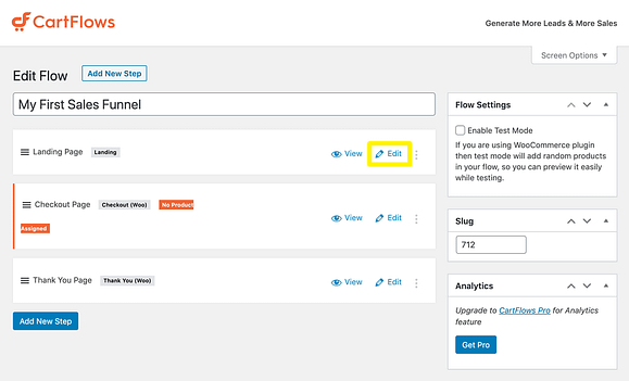 Personalize um funil de vendas no WordPress com a página Editar do Cartflows