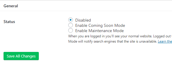 Enabling the Coming Soon mode for your website.