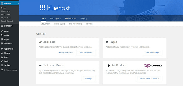 DreamHost vs Bluehost Menu