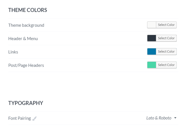 Selección de los colores del tema usando WPtouch