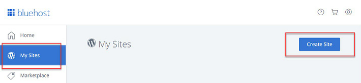 Bluehost Create a Site
