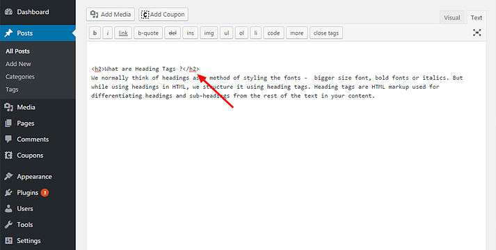WordPress Heading Tags