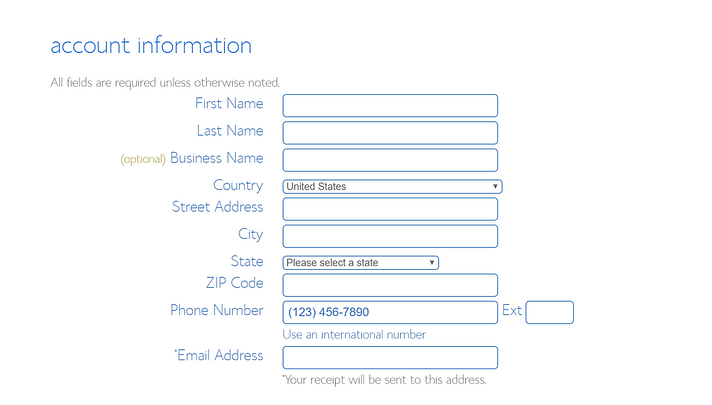 Enter account details