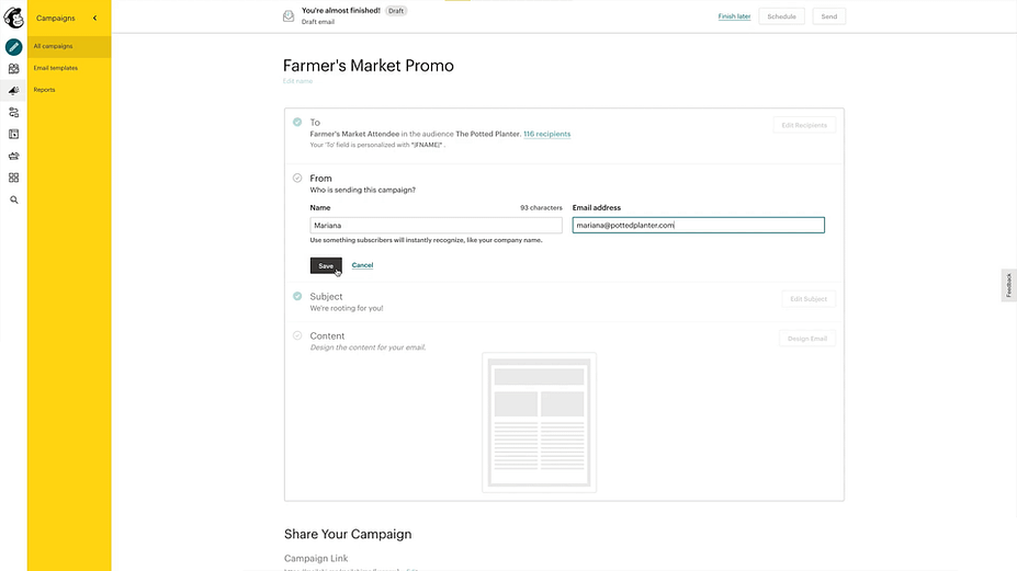 The MailChimp backend, more stylized if you're comparing AWeber vs MailChimp.