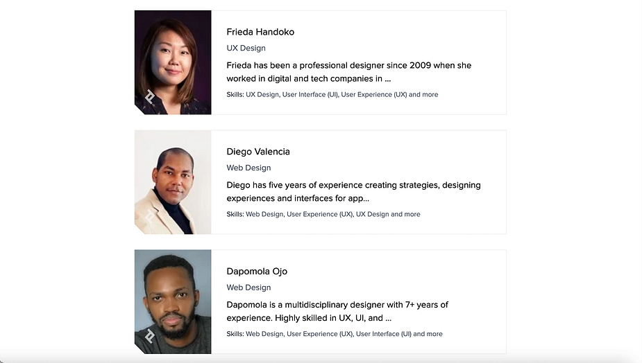 types of workers and services from Toptal