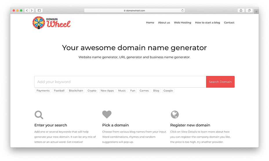 The top domain name generator: DomainWheel