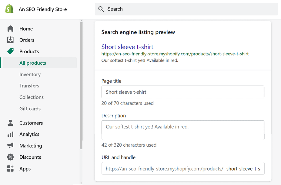 The main page for a search engine preview.