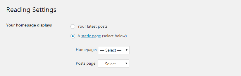 The Reading settings screen, part 1.