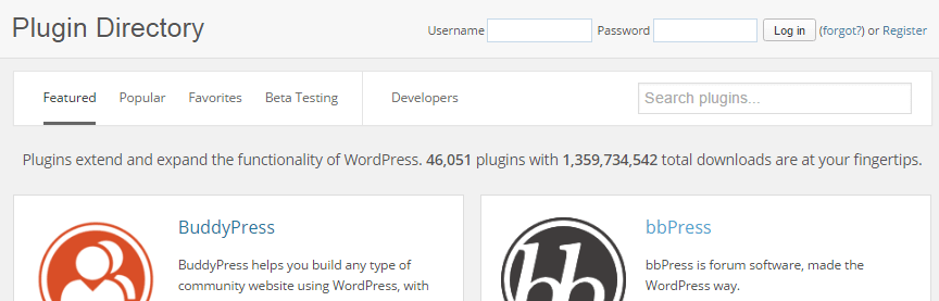 A screenshot of the WordPress plugin directory.