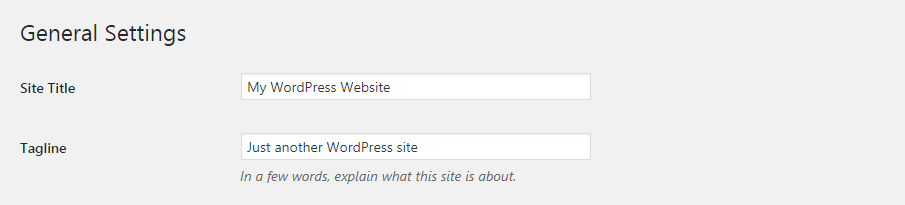 The General WordPress settings screen, part 1.