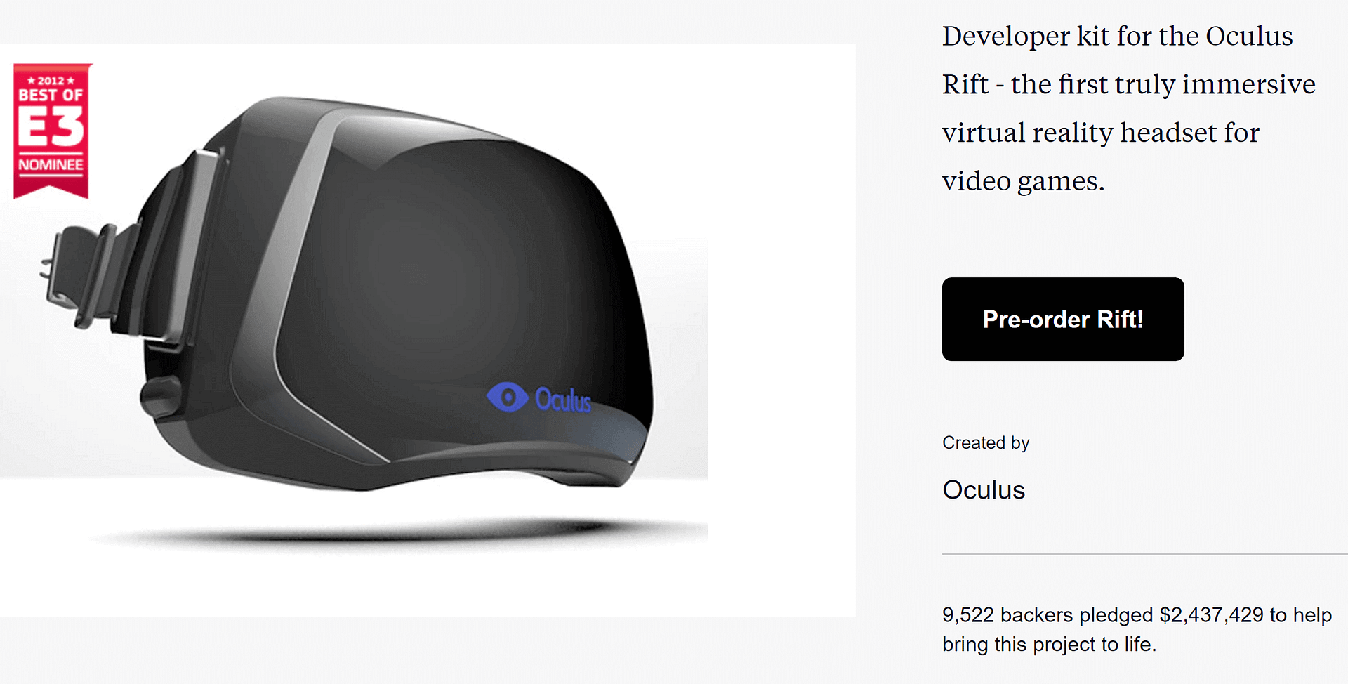 oculus rift crowdfunding