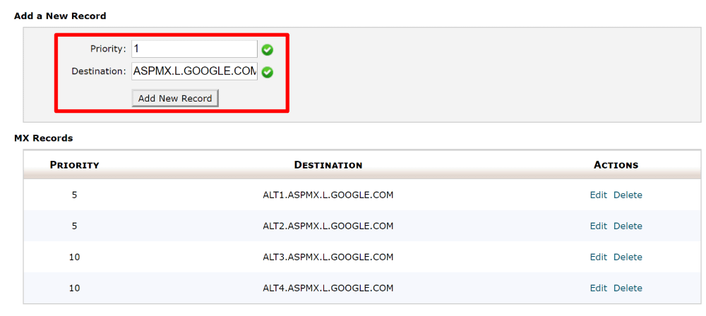 How to manually add MX records