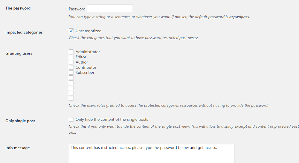 how to password protect WordPress categories