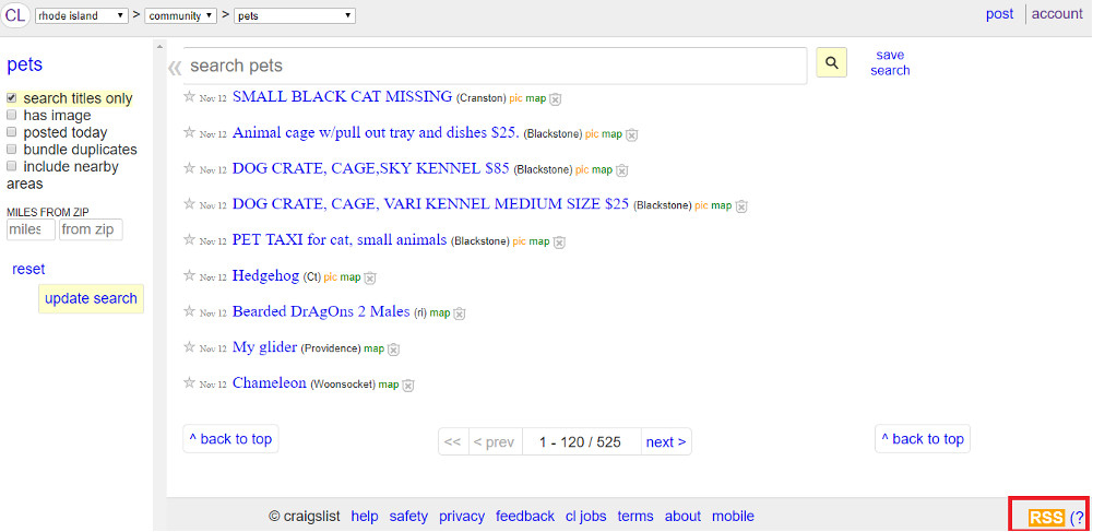 RSS Feeds Craigslist