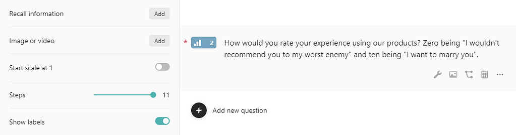 Adding a satisfaction scale to your form.