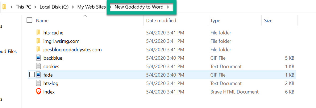 file location - GoDaddy Website Builder to WordPress
