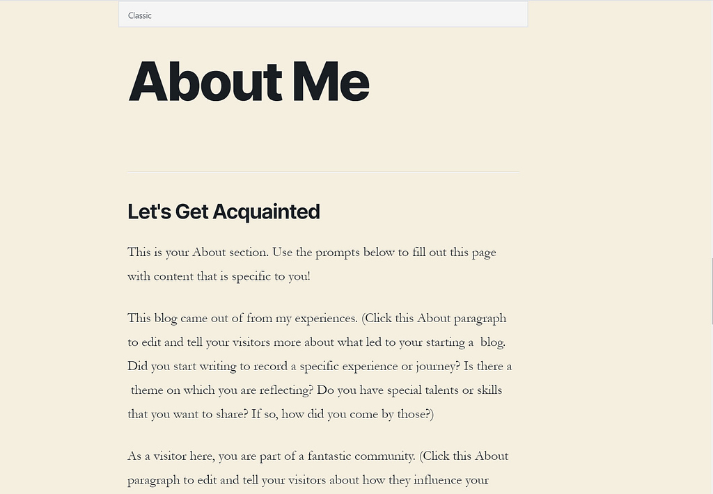 about me - GoDaddy Website Builder to WordPress