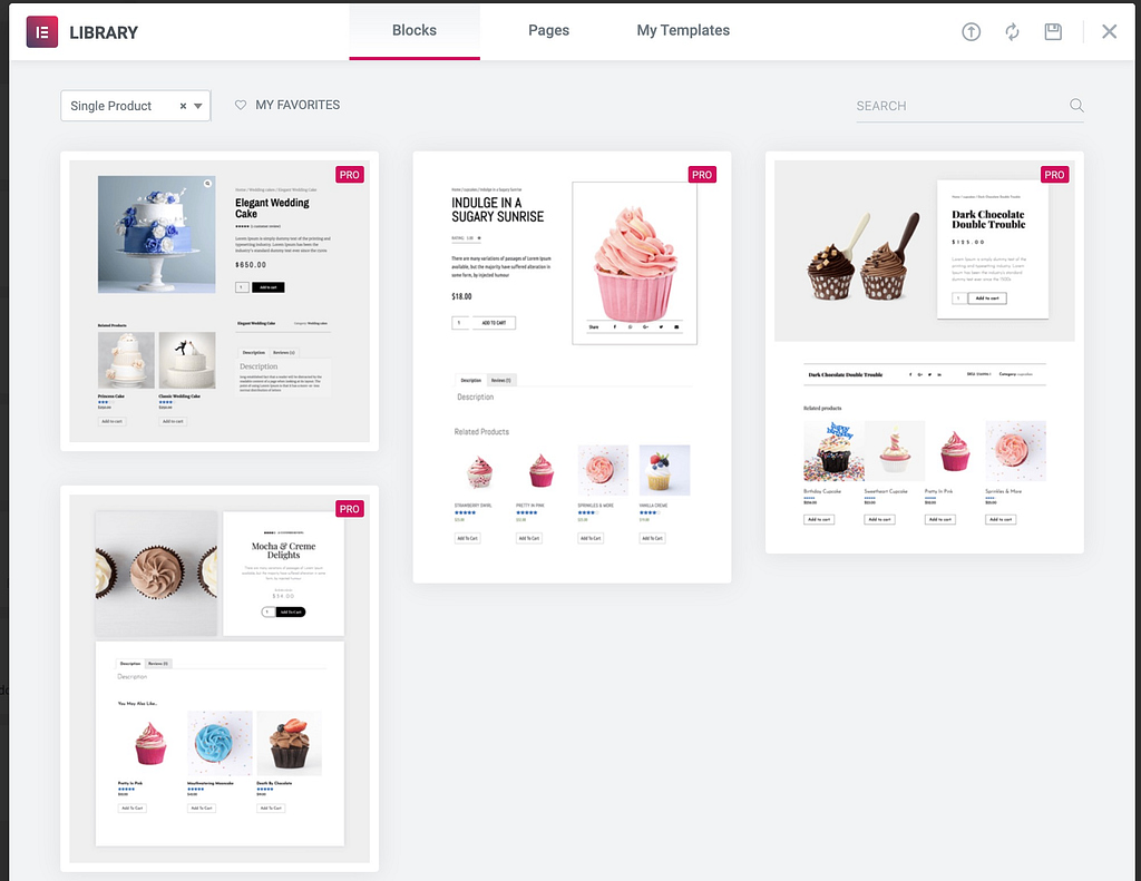 Elementor product templates