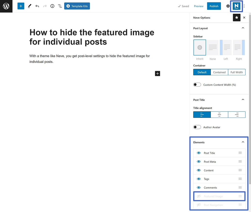 How to hide the featured image for a single post