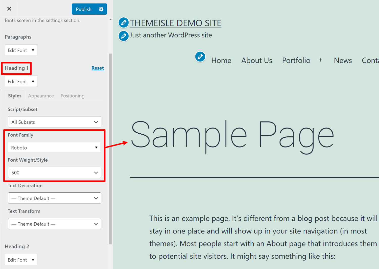 Make your font selection