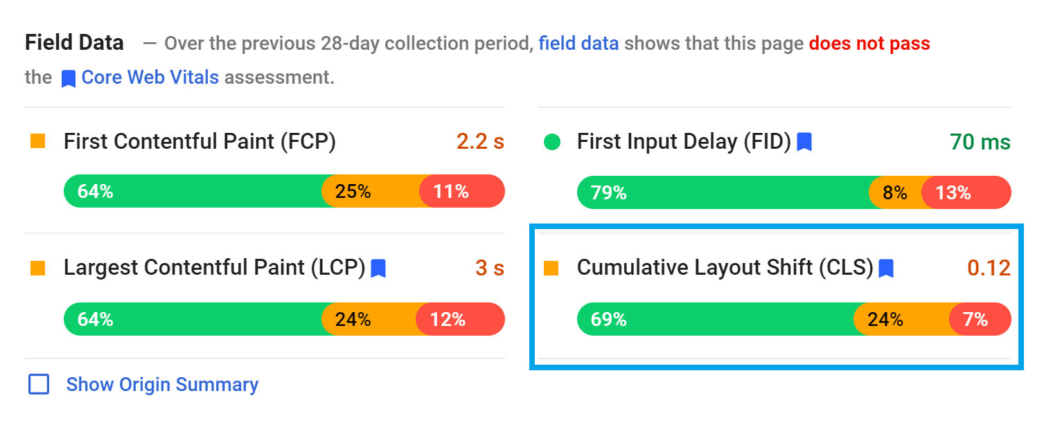 How to find Cumulative Layout Shift score in WordPress