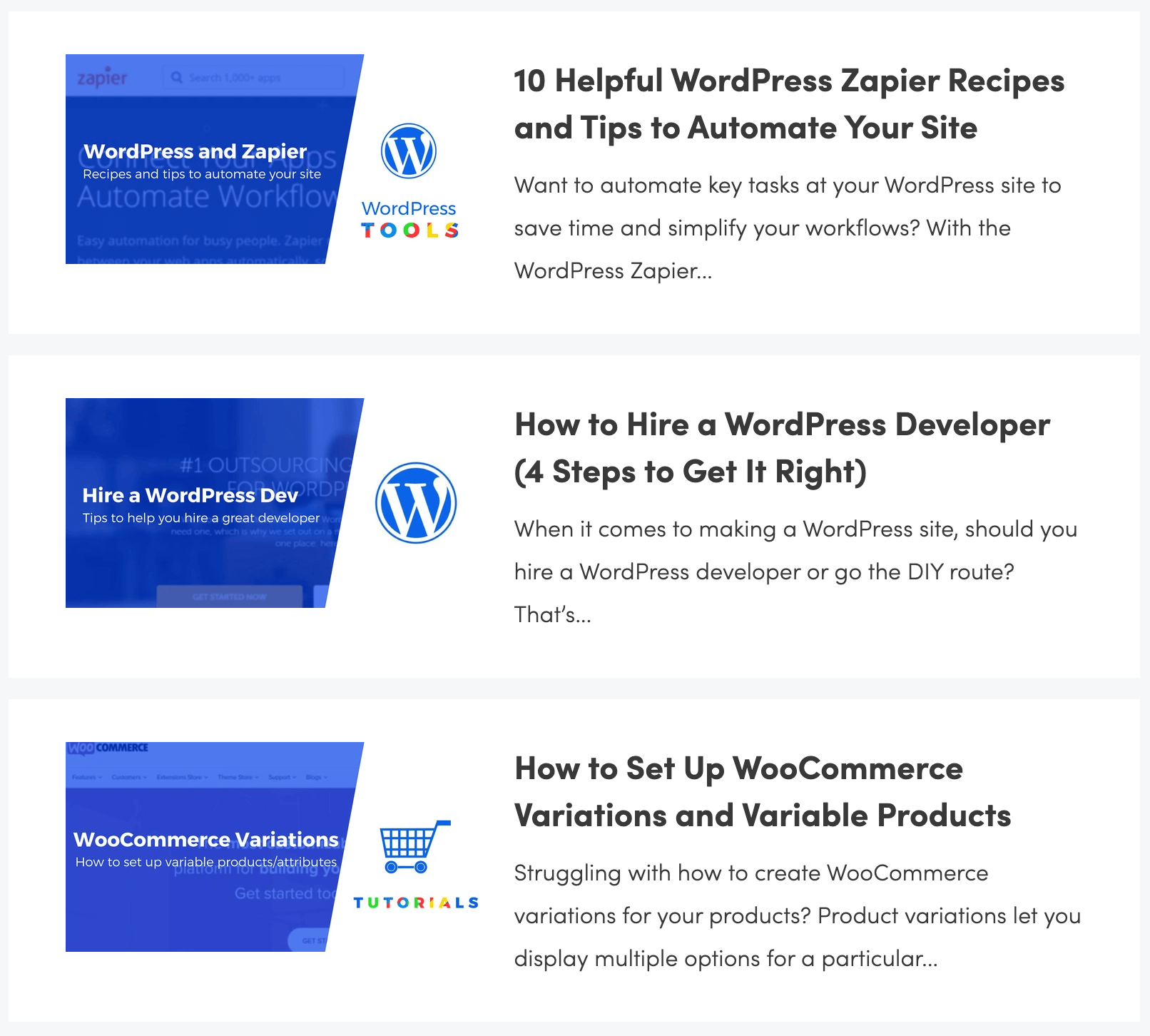 Some of the blog post titles from Themeisle