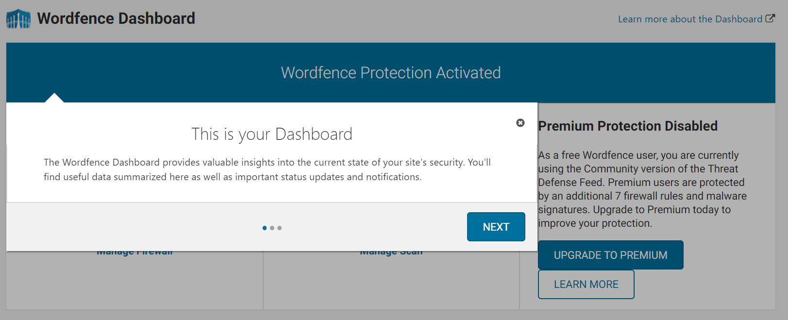 Wordfence Dashboard