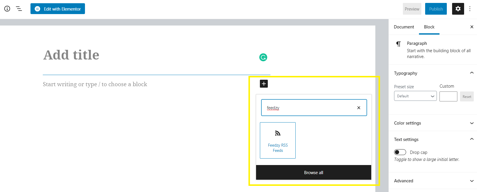 Adding an external RSS feed using Feedzy and the Block Editor.