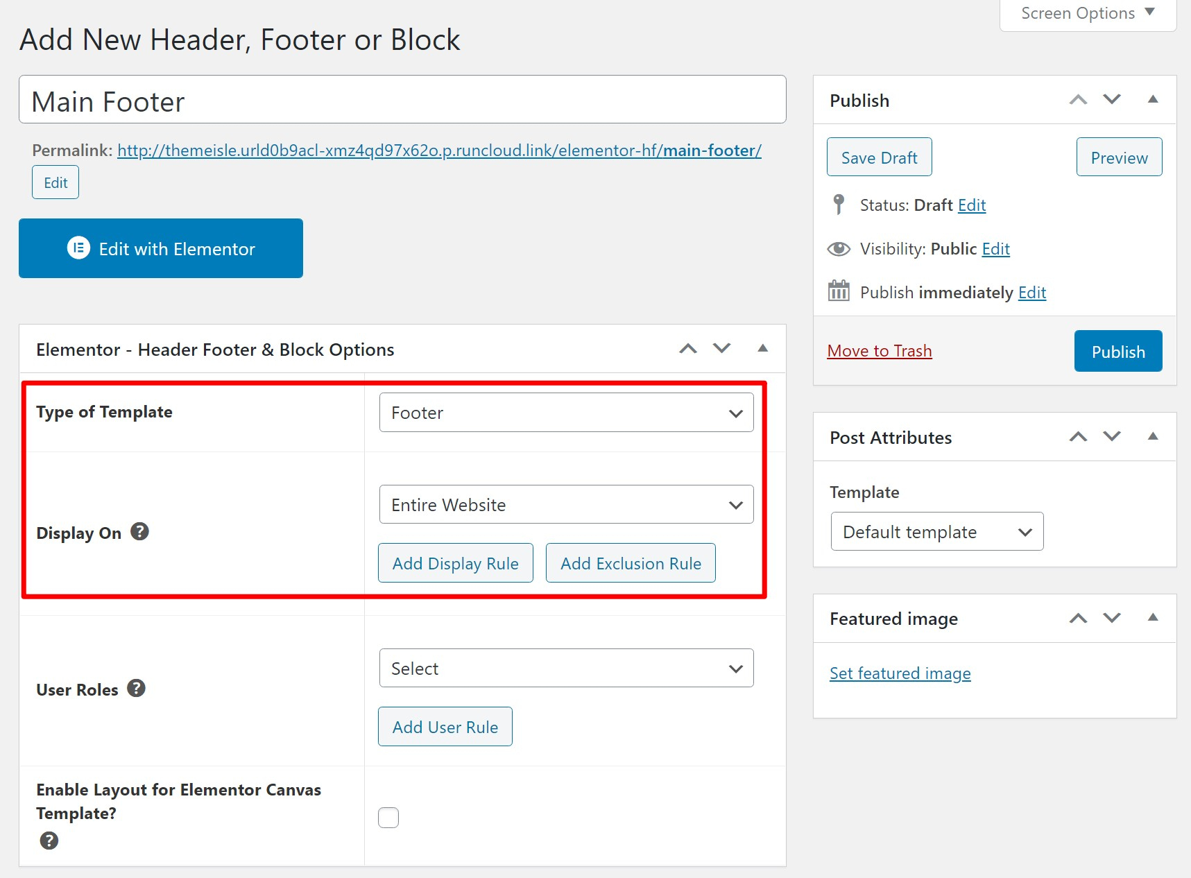 Use footer display rules