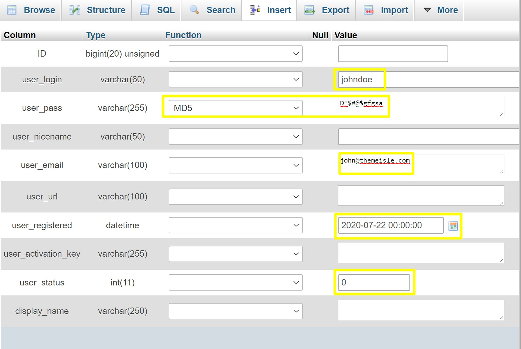 Add a new WordPress admin user with user login name and strong password