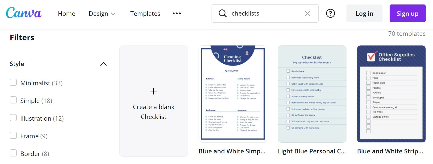 Canva's checklist templates