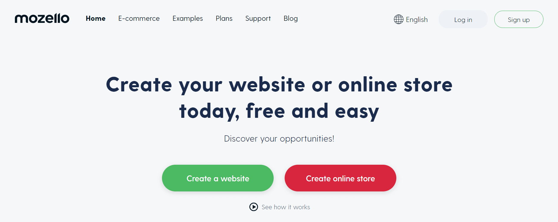 The Mozello home page.
