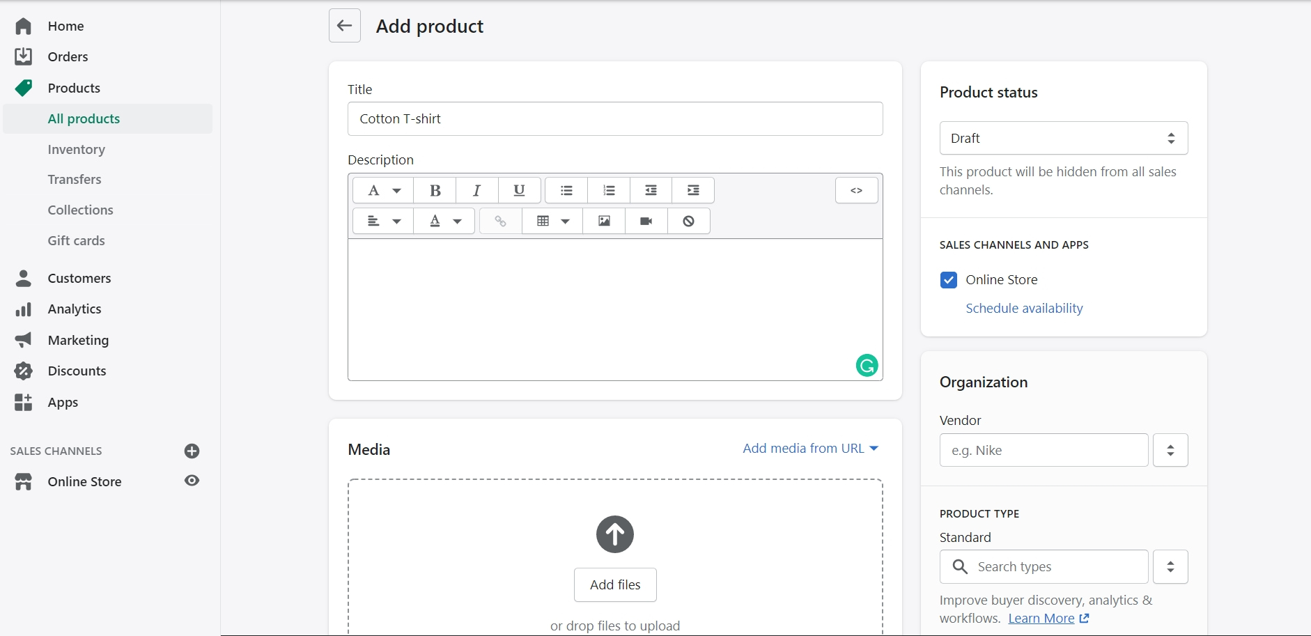 adding products to Shopify