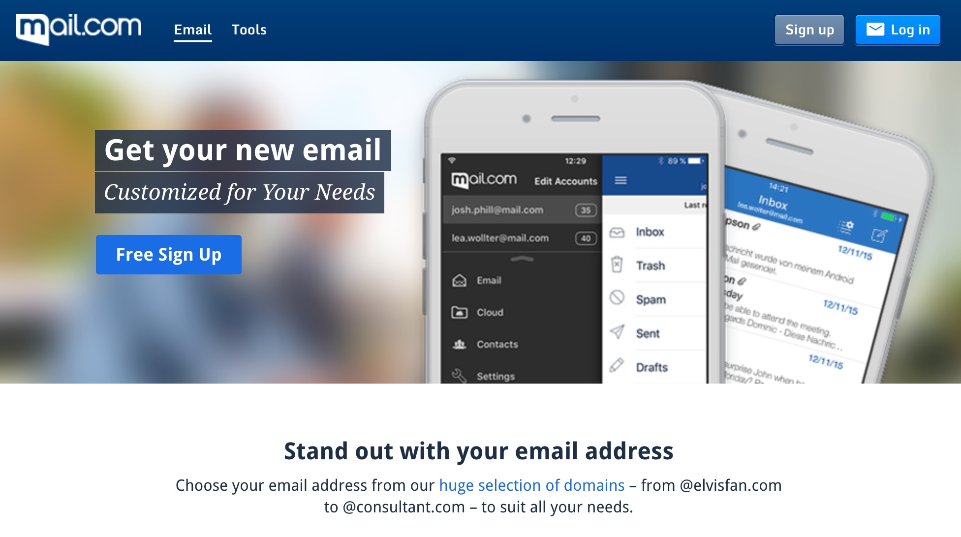 Mail.com is one of the best ways to get a free email domain