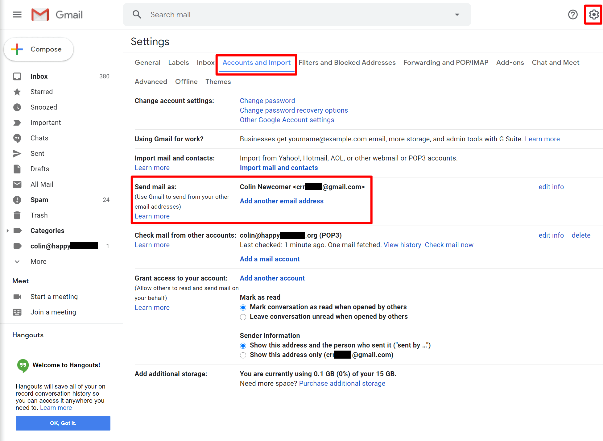 gmail send email from another domain