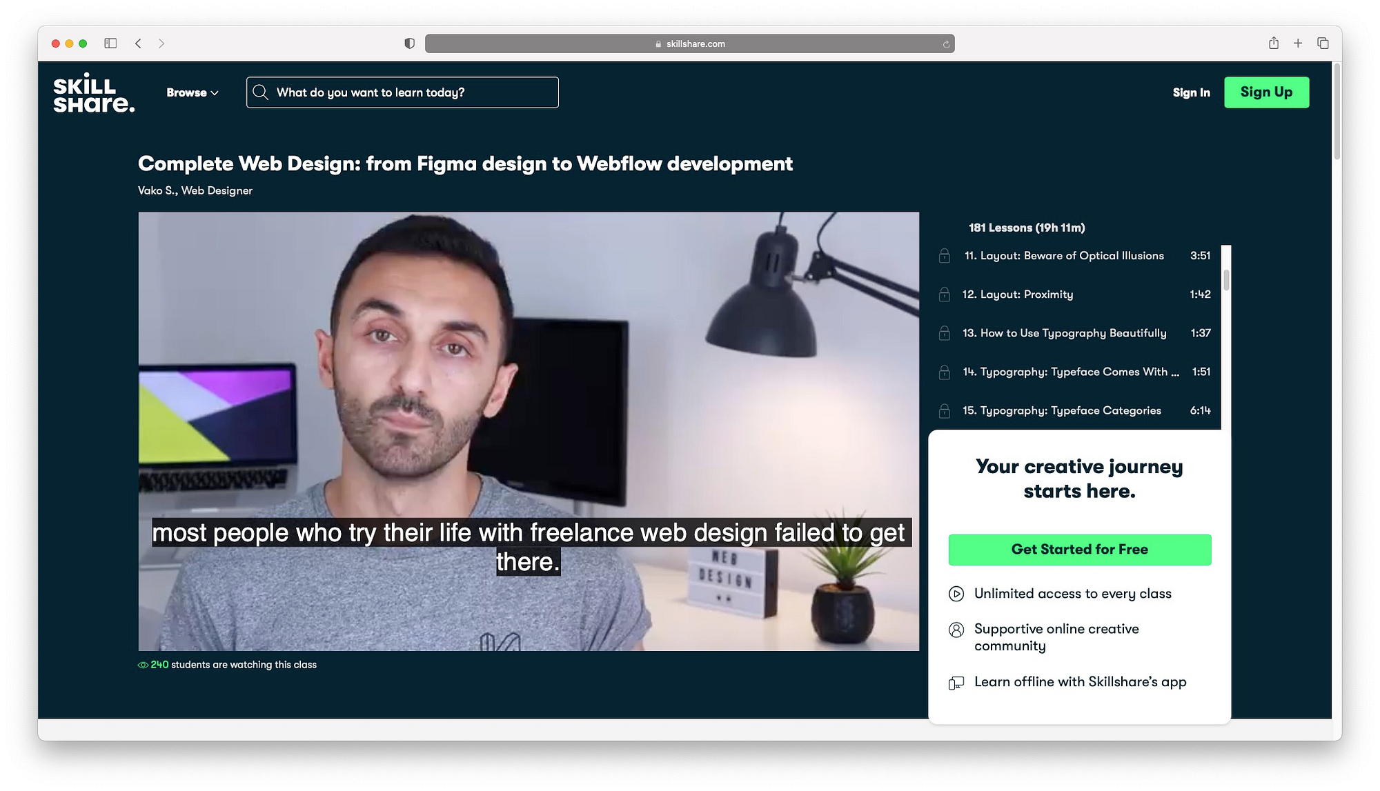 Skillshare offer a web design course online that's perfect for beginners