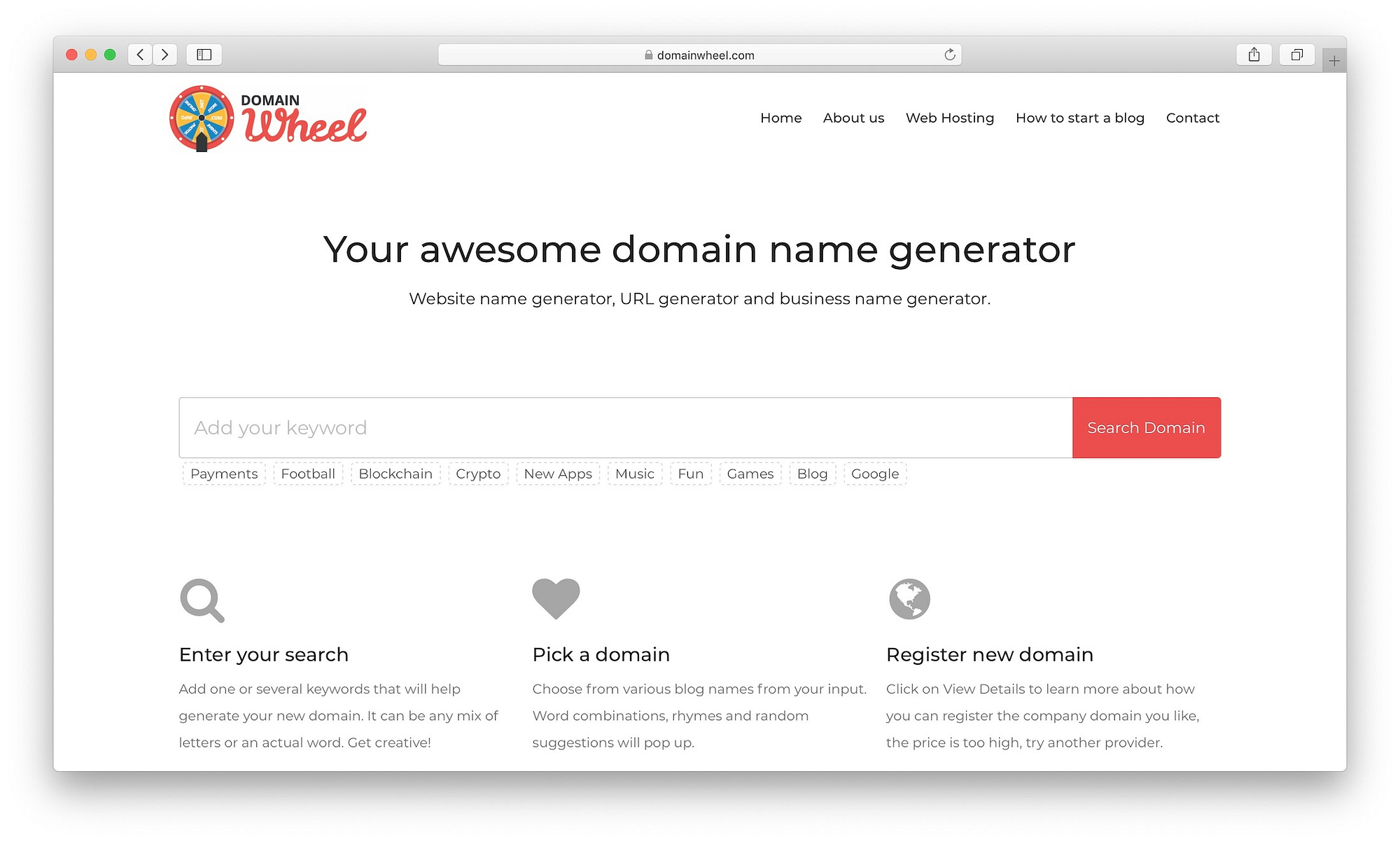 The top domain name generator: DomainWheel