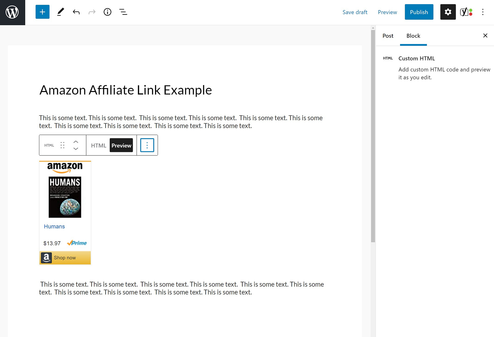 Previewing your affiliate link