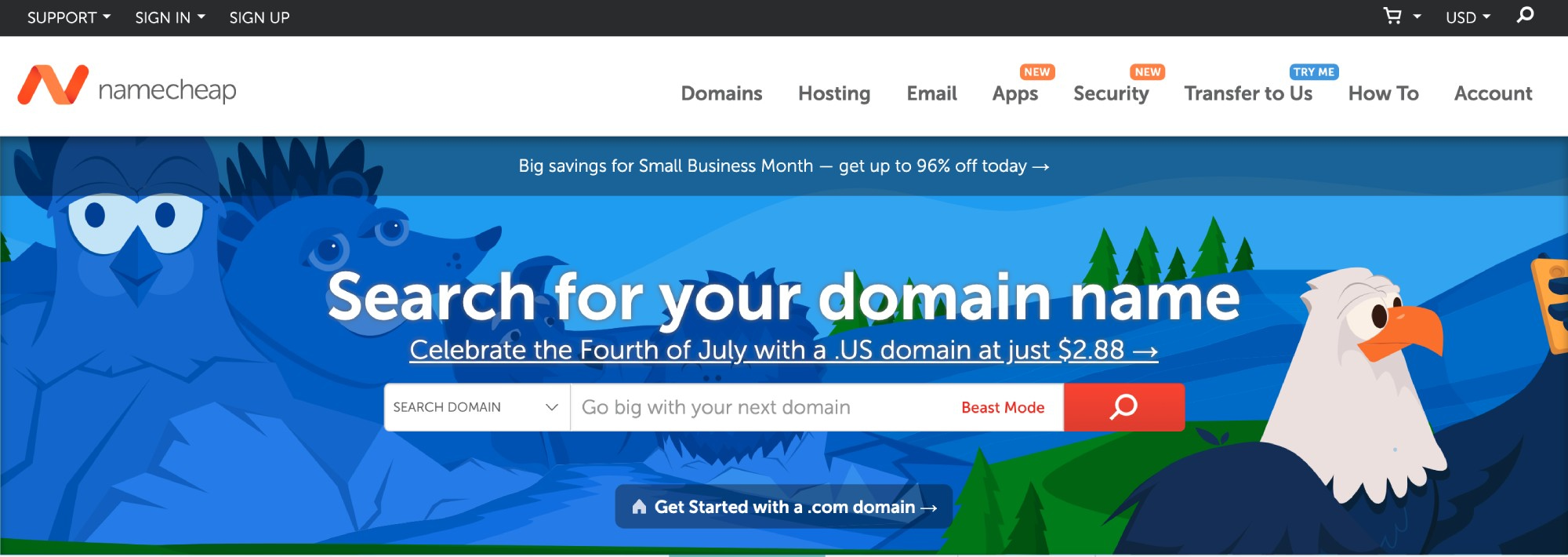 The Namecheap website.