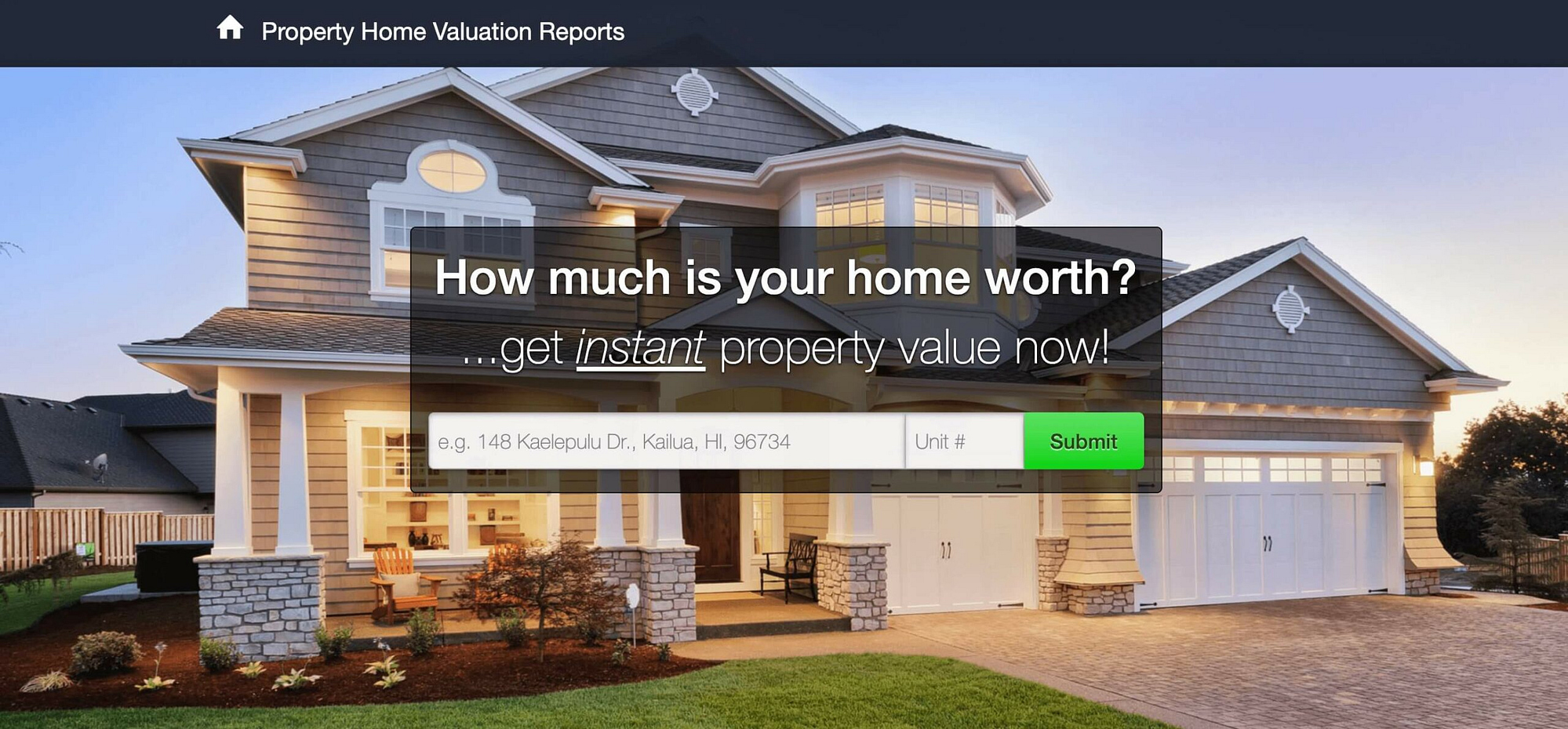 RealGeeks' property valuation tool.