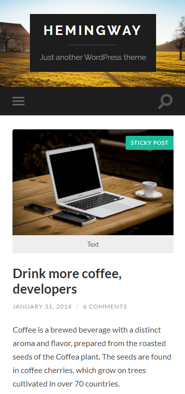 A mobile website built using Hemingway.