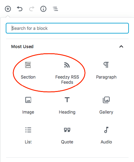 Feedzy and Section blocks in Otter