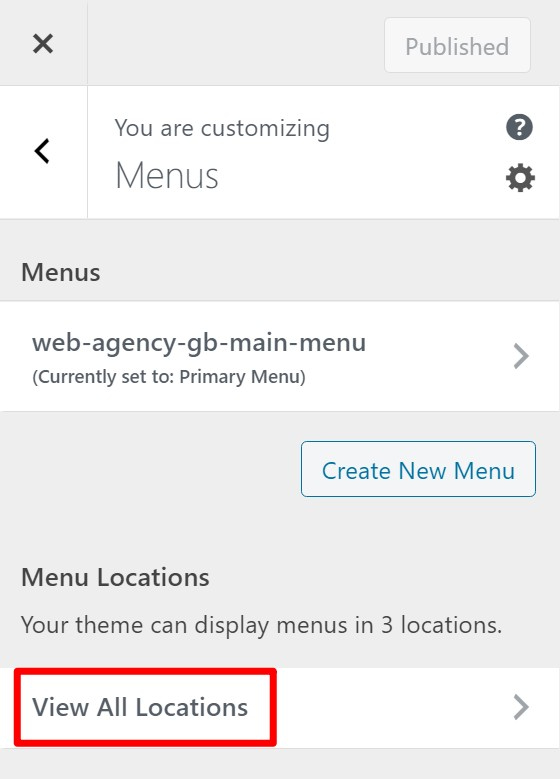 WordPress footer menu