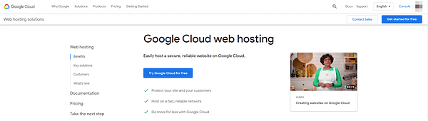 Google Cloud web hosting.