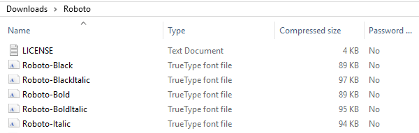 Examples of font files.