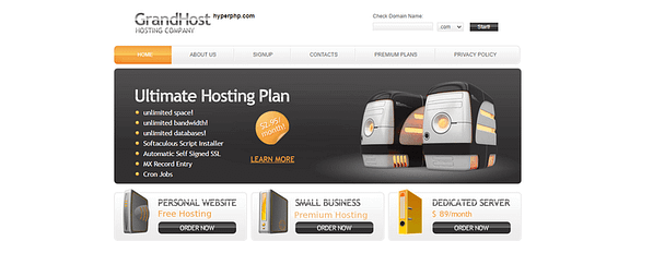 HyperPHP free web hosting service