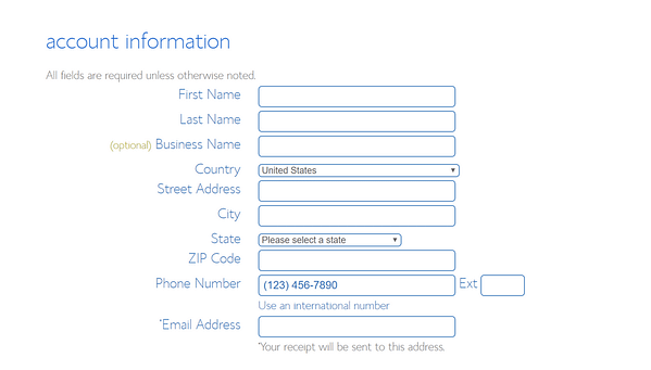Enter account details