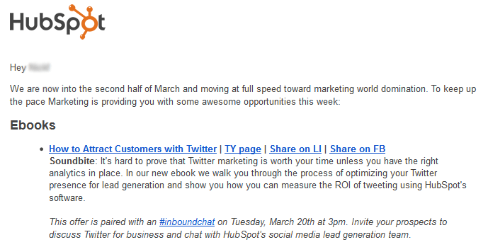 An example email from HubSpot.