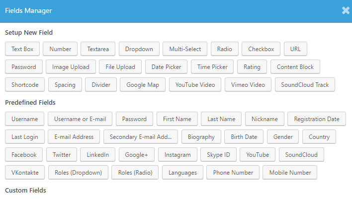 WordPress fields manager