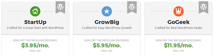 SiteGrounds WordPress hosting plans.